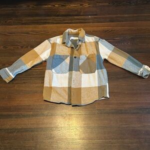 Zara Boys Flannel Plaid Button Down Shirt